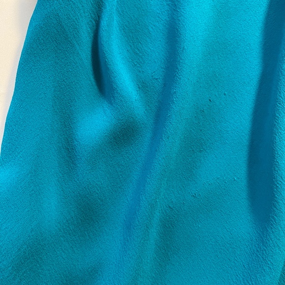 SPENSER JEREMY Gorgeous Teal Flutter Sleeve Cowl Neck 100% Silk Midi Dress Sz 6 - Picture 7 of 14